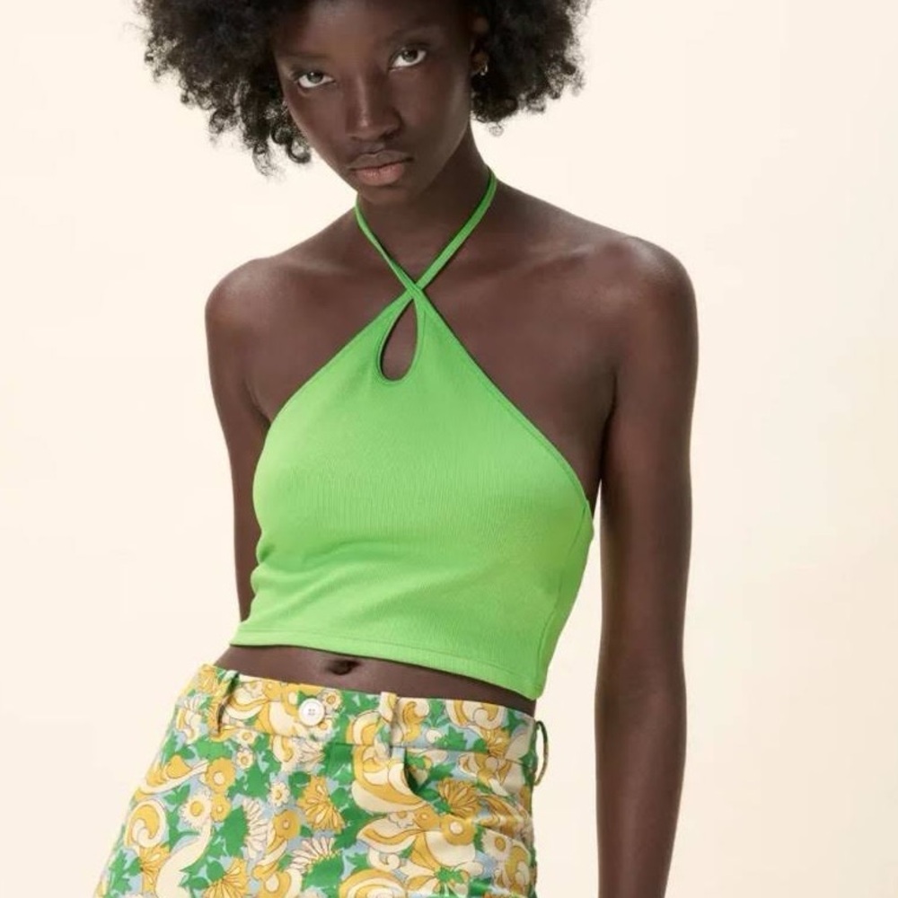 ZARA Green Halter Crop Top